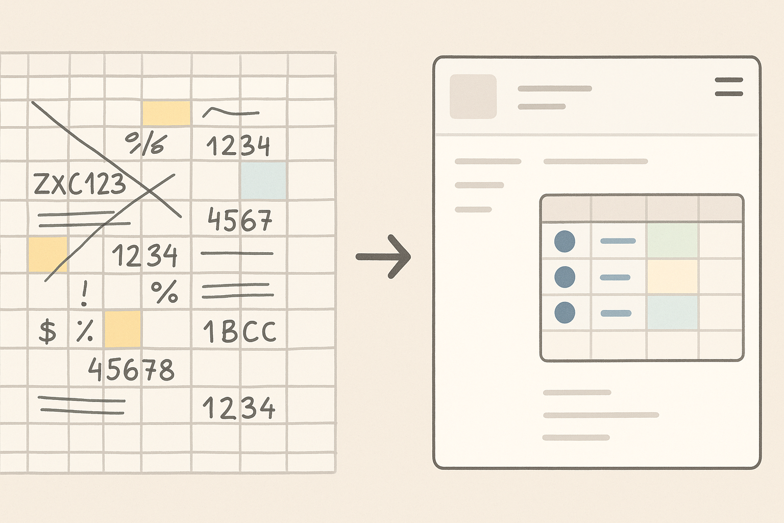 image of messy spreadsheet and organised procurement system
